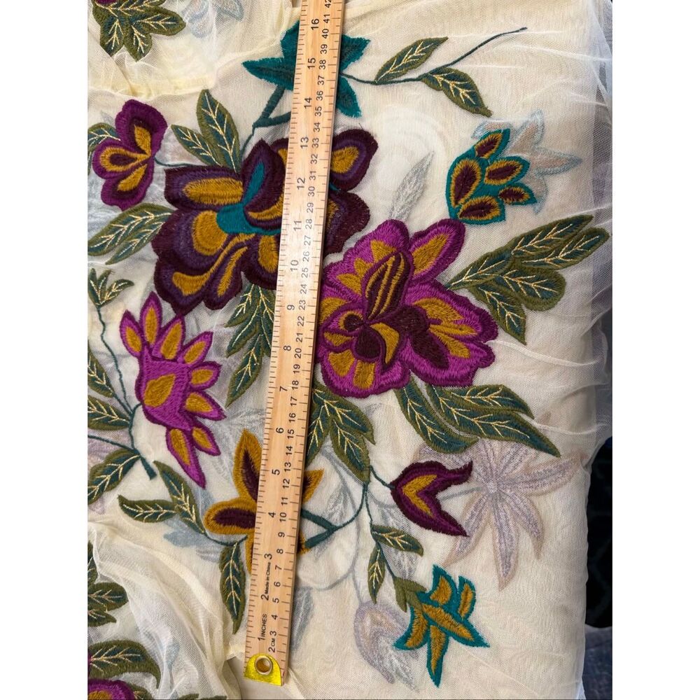 Anthropologie The Layla Long-Sleeve Appliqué Mesh Blouse Size S - Picture 8 of 9